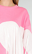 Roze Trui met Witte Hartprint en Franjes