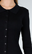 Zwart Geribde Trui met Knoopsluiting