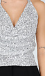Zilveren Haltertop met Glitters en Open Rug