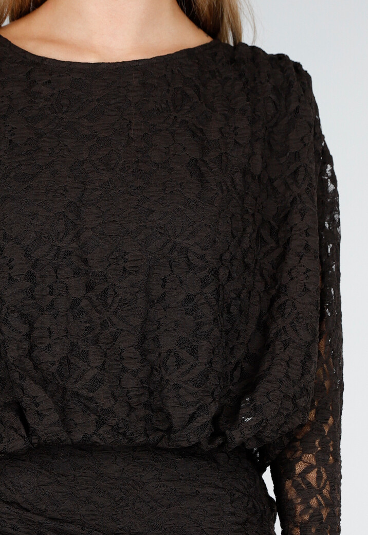 Bruine Kant Jurk met Lange Mouwen en Stretch