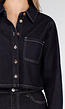 Cropped Denim Blouse in Donkerblauw Met Lange Mouwen