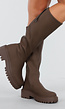 Kniehoge Boots in Bruin met Chunky Zool