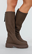 Kniehoge Boots in Bruin met Chunky Zool