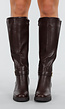 Kniehoge Laarzen in Donkerbruin met Hak en Rits