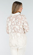 Beige Doorschijnende Blouse met Bloemenborduursel en Lange Mouwen