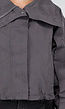 Donkergrijze Korte Jas met Rits en Drukknoopsluiting