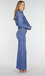Blauwe High Waist Wide Leg Jeans Stretch