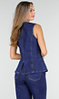 Mouwloze Denim Top in Blauw Met Knoopsluiting