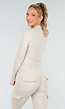 Beige Sportset met Cargolegging en Rits Top Dames