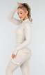 Beige Sportset met Cargolegging en Rits Top Dames