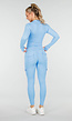 Blauwe Sportset met Scrunch Legging en Vest Cargo Zakjes