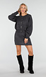 Donkergrijze Gebreide 2-Piece Set met Vest en Rok