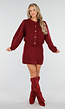 Rode Gebreide 2-Piece Set met Vest en Rok