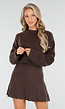 Donkerbruine Gebreide 2-Piece Set met Trui en Rok