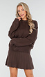Donkerbruine Gebreide 2-Piece Set met Trui en Rok