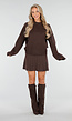 Donkerbruine Gebreide 2-Piece Set met Trui en Rok