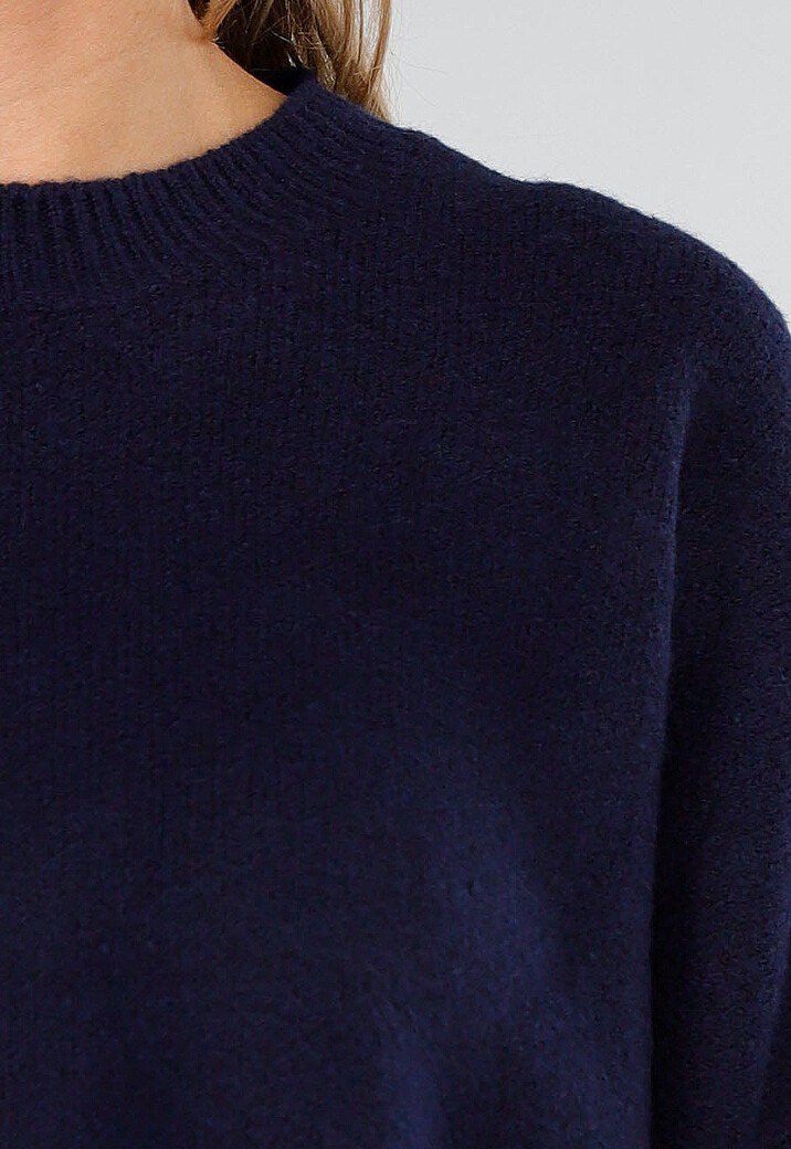 Donkerblauwe Gebreide 2-Piece Set met Trui en Rok