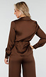 Bruine Satijnlook Set met Blouse en Wide Leg Broek