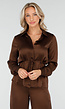 Bruine Satijnlook Set met Blouse en Wide Leg Broek
