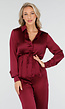Bordeauxrode Satijnlook Set Met Blouse en Wide Leg Broek