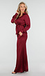 Bordeauxrode Satijnlook Set Met Blouse en Wide Leg Broek