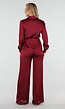 Bordeauxrode Satijnlook Set Met Blouse en Wide Leg Broek