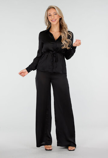 Zwarte Satijnlook Matching Set