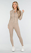 Beige Sportset met Strakke Fit en Ritssluiting Top