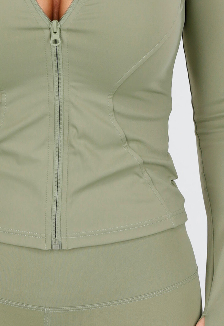 Groene Sportset met Strakke Legging en Sportjack