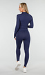 Navy  Stretch Sportset met Strakke Legging en Vestje