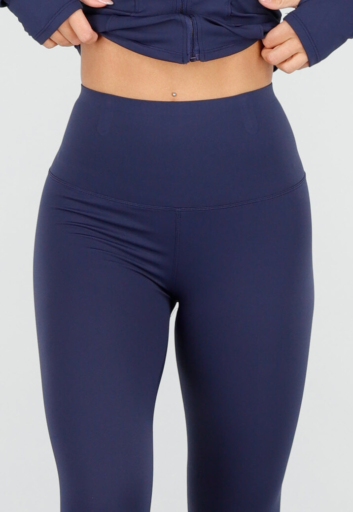 Navy  Stretch Sportset met Strakke Legging en Vestje