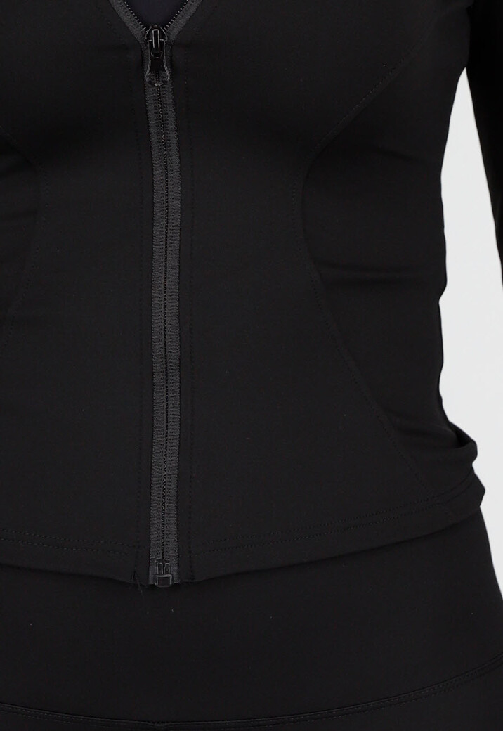 Zwarte Sportset met High Waist Legging en Sportjack