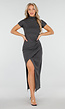 Donkergrijze Maxi Jurk met Col en Split