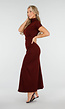 Bordeauxrode Maxi Jurk met Col en Split