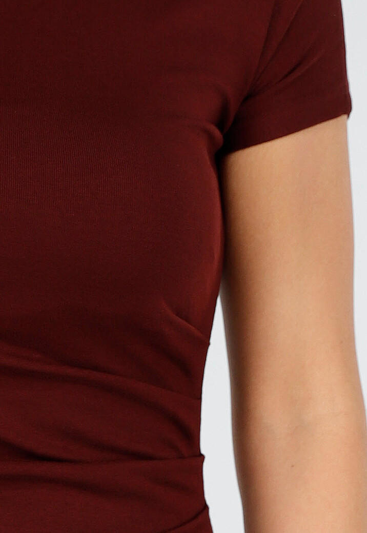 Bordeauxrode Maxi Jurk met Col en Split