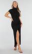 Zwarte Maxi Jurk met Col en Split