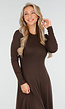 Donkerbruine Stretch Jurk met Lange Mouwen