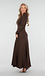 Donkerbruine Stretch Jurk met Lange Mouwen