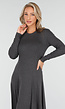 Maxi Jurk met Lange Mouwen in Donkergrijs