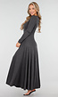 Maxi Jurk met Lange Mouwen in Donkergrijs