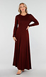 Bordeaux Rode Stretch Jurk met Lange Mouwen