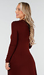 Bordeaux Rode Stretch Jurk met Lange Mouwen