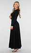 Maxi Jurk met Lange Mouwen in Zwart
