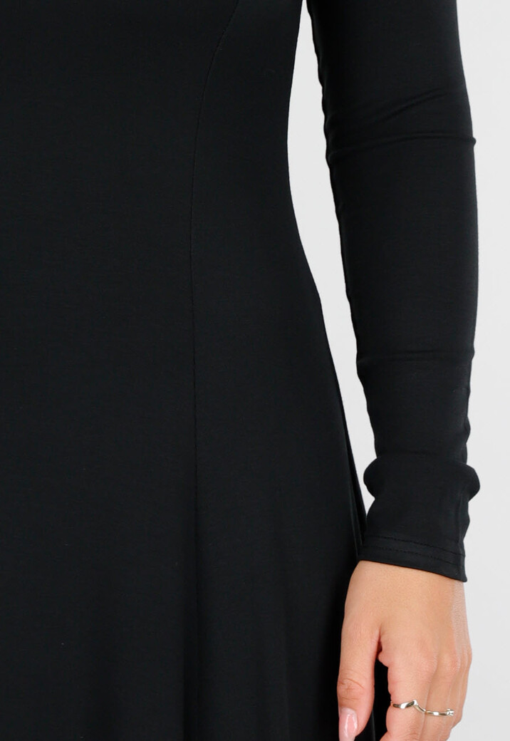 Maxi Jurk met Lange Mouwen in Zwart