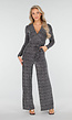 Zwarte Jumpsuit met Zilveren Glitterprint