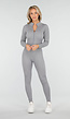 Grijze Rib Jumpsuit Met Lange Mouwen en Ritssluiting