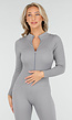 Grijze Rib Jumpsuit Met Lange Mouwen en Ritssluiting