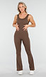 Bruine Yoga Jumpsuit Met Flared Pijpen en Lage Rug
