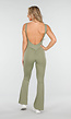 Groene Scrunch Jumpsuit met Lage Rug en Flared Pijpen