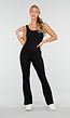 Zwarte Pilates Jumpsuit Met Flared Pijpen en Open Rug